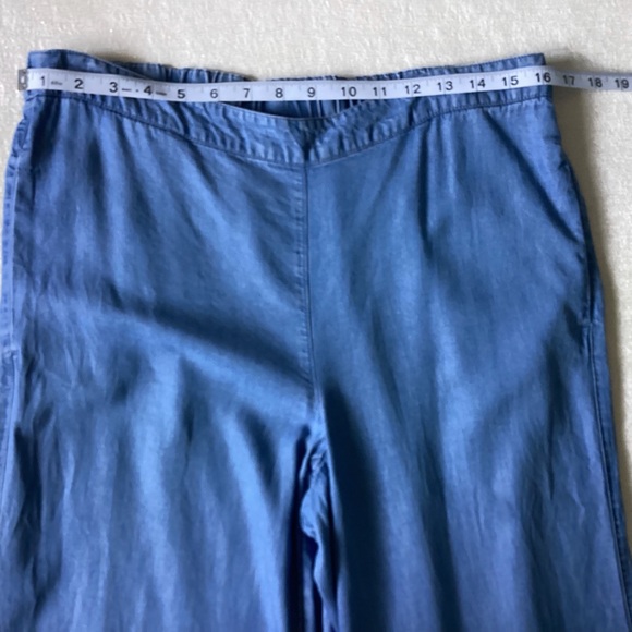 J. Jill Denim Chambray Wide Leg Pull-On Pants Woman’s Medium With Pockets Blue - Picture 9 of 12